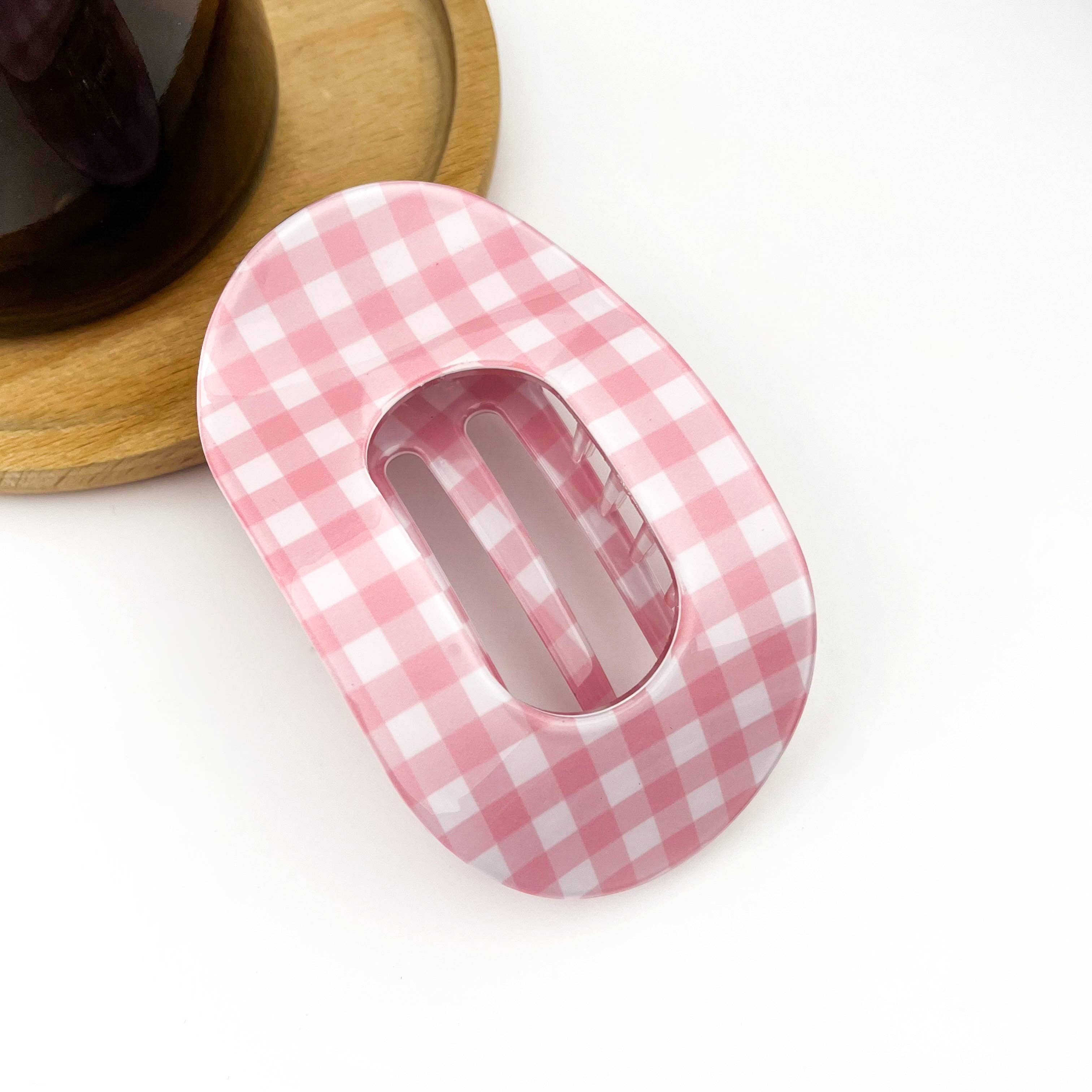 Acetate Gingham Large Claw Hair Clip - Image 2