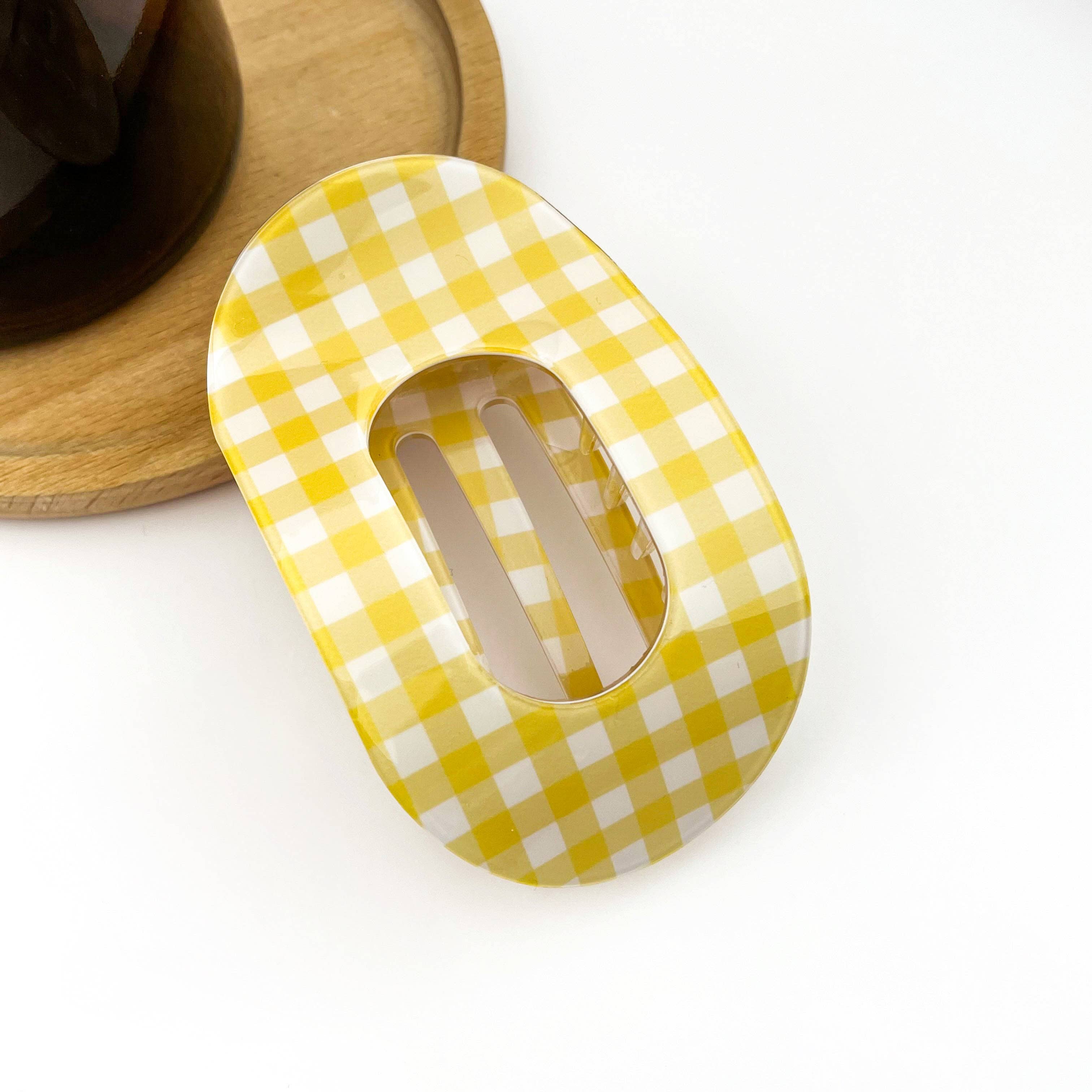 Acetate Gingham Large Claw Hair Clip - Image 3