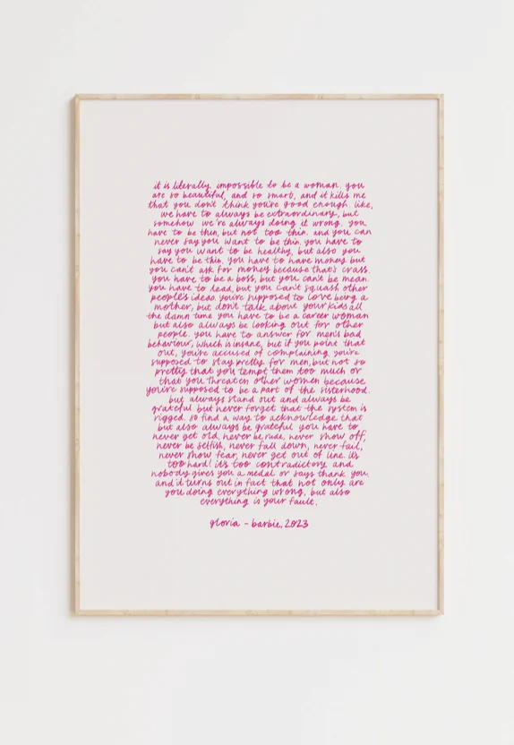 Barbie Monologue Quote Print