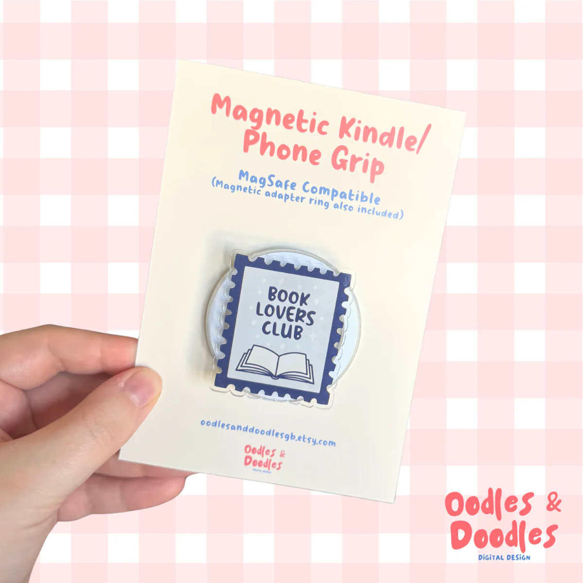 Book Lovers Club Stamp Magnetic Kindle or Phone Grip