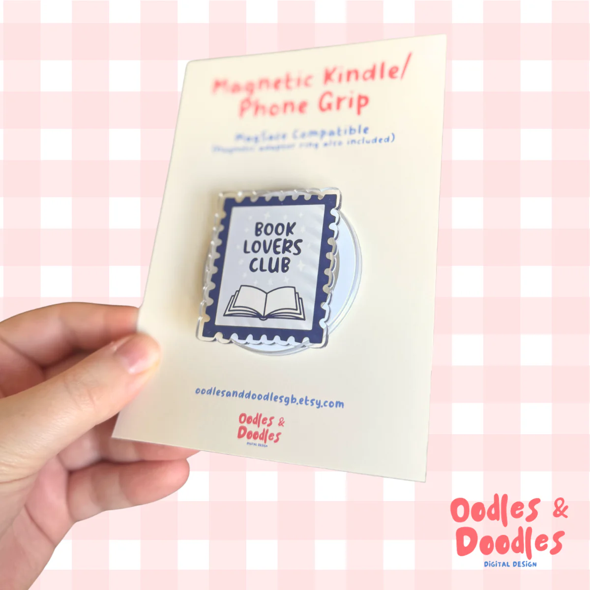 Book Lovers Club Stamp Magnetic Kindle or Phone Grip - Image 2