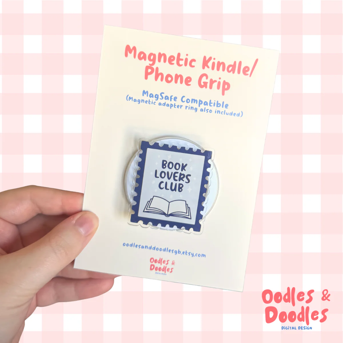 Book Lovers Club Stamp Magnetic Kindle or Phone Grip - Image 3