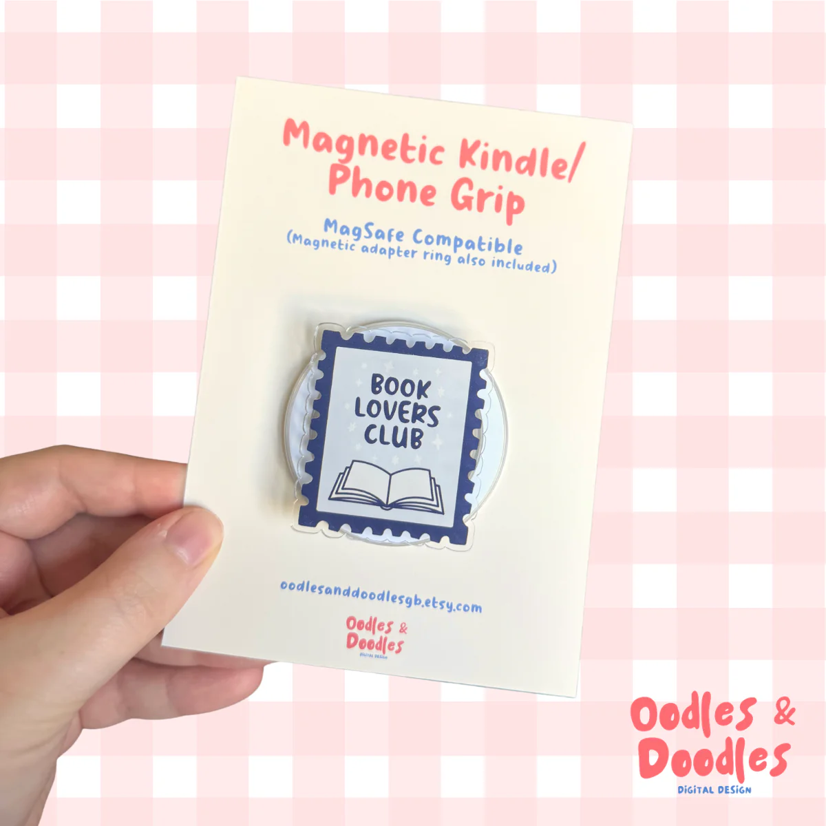 Book Lovers Club Stamp Magnetic Kindle or Phone Grip - Image 4