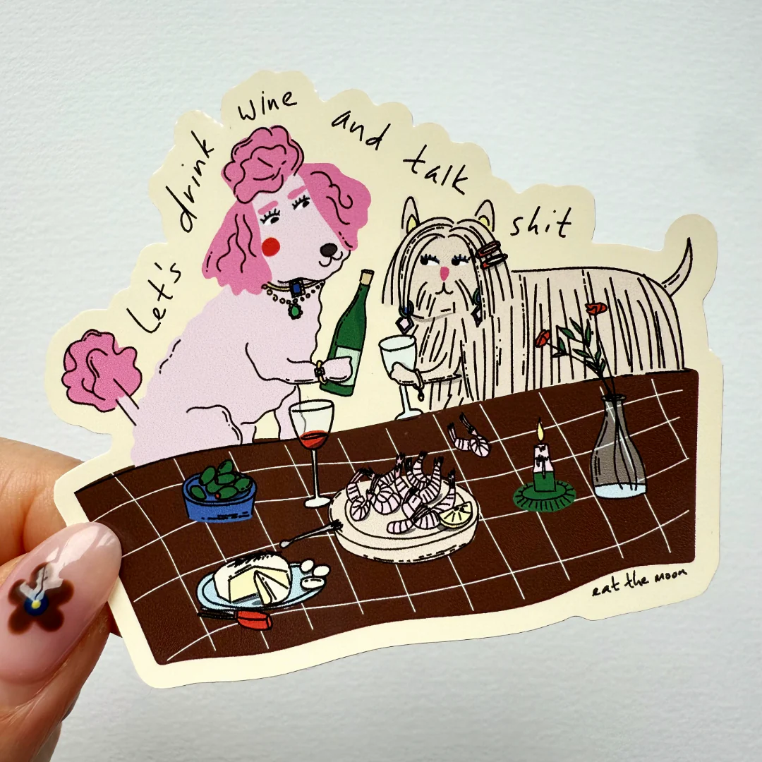 Drink wine Vinyl Glossy Sticker - Image 2
