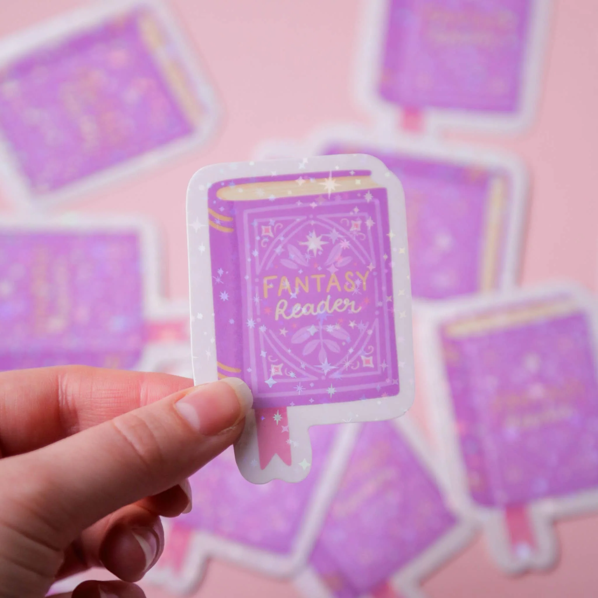 Fantasy Reader Holographic Vinyl Sticker - Book Sticker - Image 2