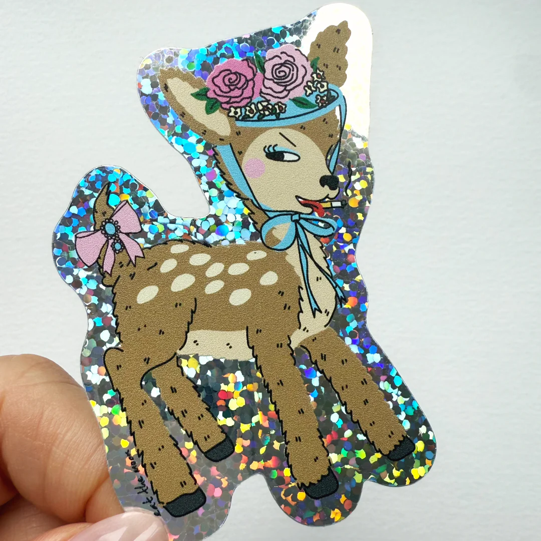 Little deer Glitter Vinyl Sticker - Image 2
