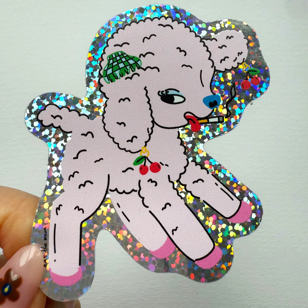 Little lamb Glitter Vinyl Sticker - Image 2