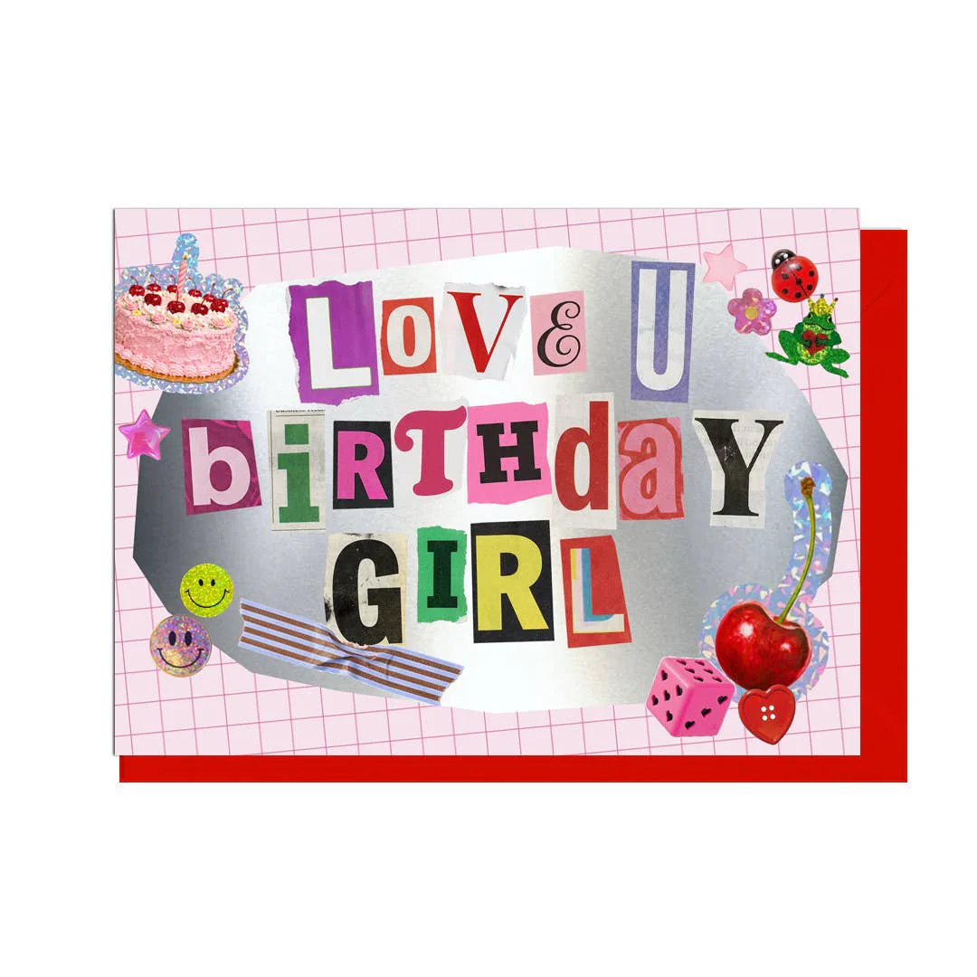 Love U Birthday Girl Junk Journal Card