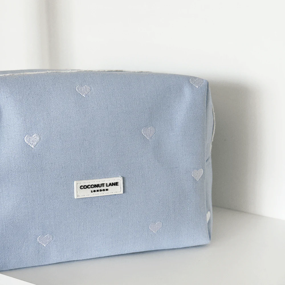 Makeup Bag - Powder Blue Hearts - Image 3
