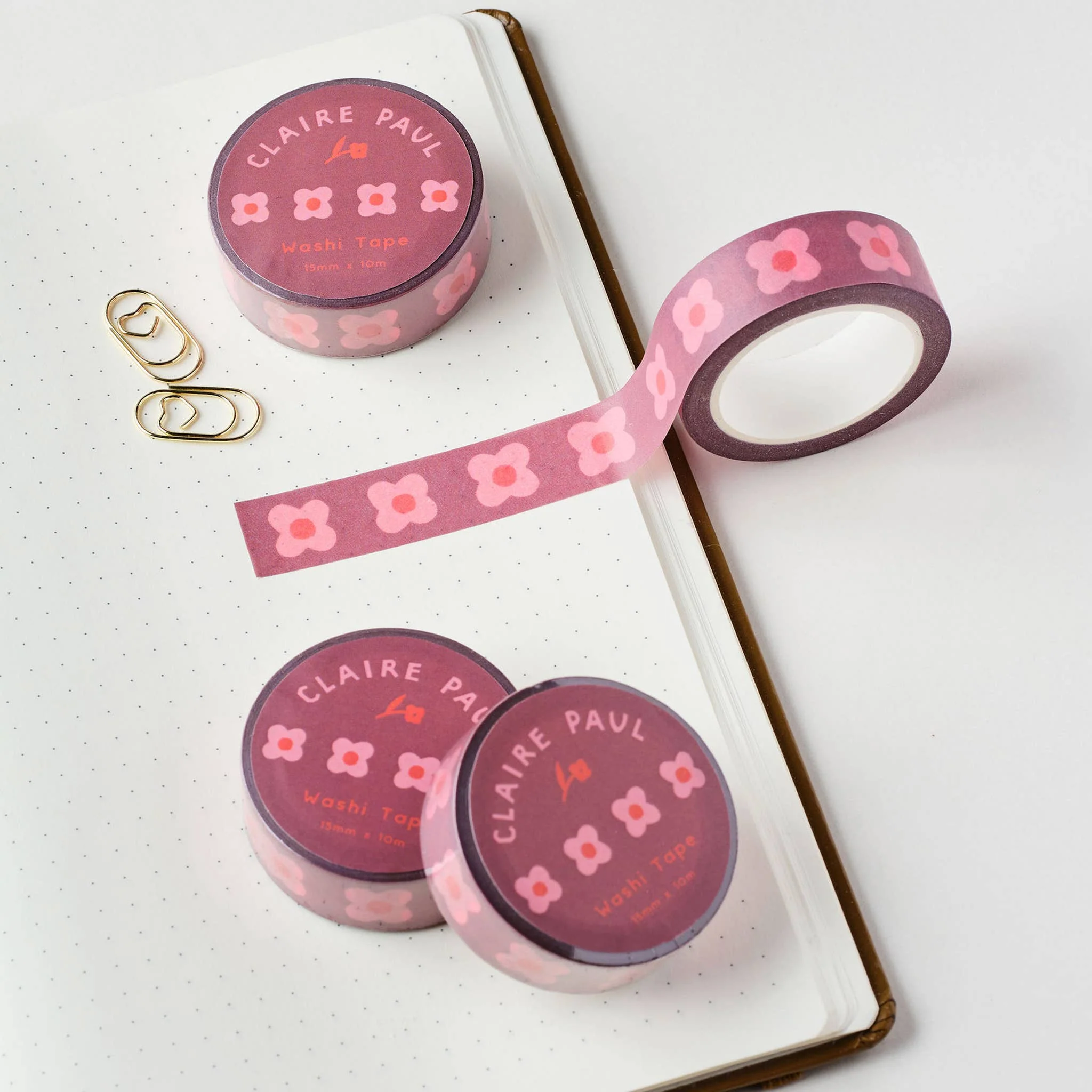 Pink Block Flower Washi Tape