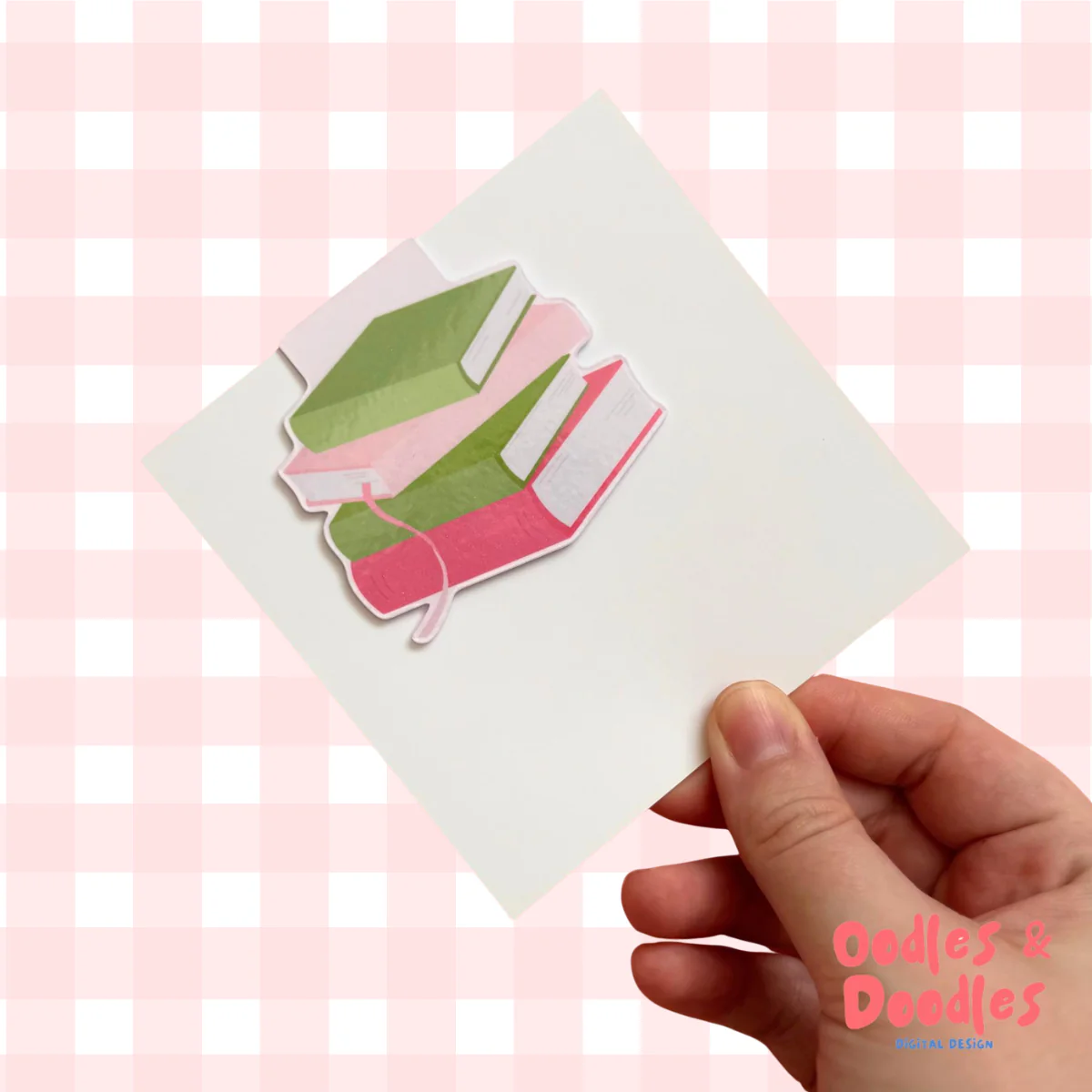 Pink & Green Book Stack Magnetic Bookmark - Image 3