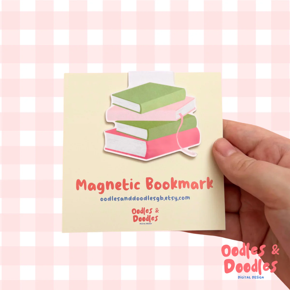 Pink & Green Book Stack Magnetic Bookmark - Image 4
