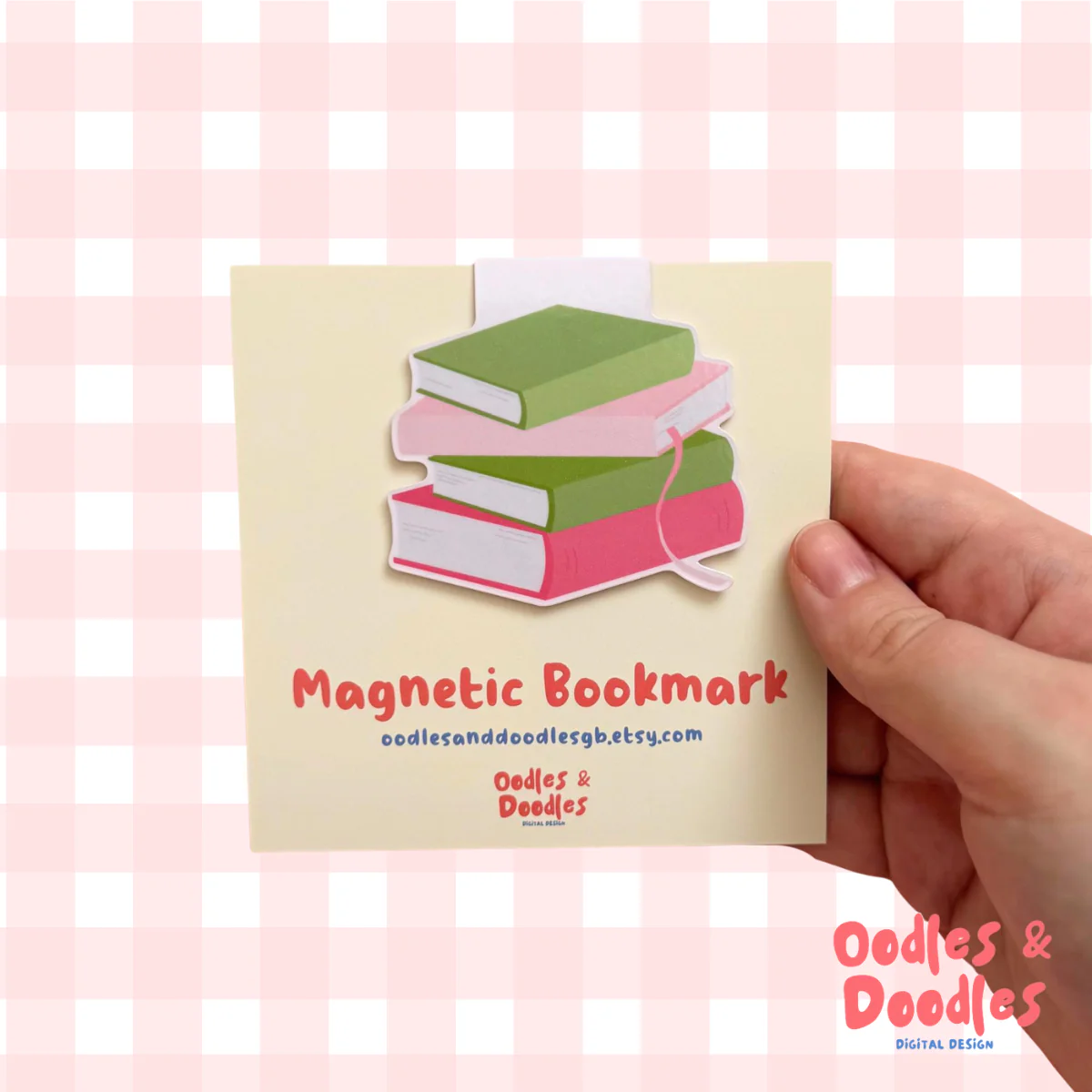 Pink & Green Book Stack Magnetic Bookmark - Image 5