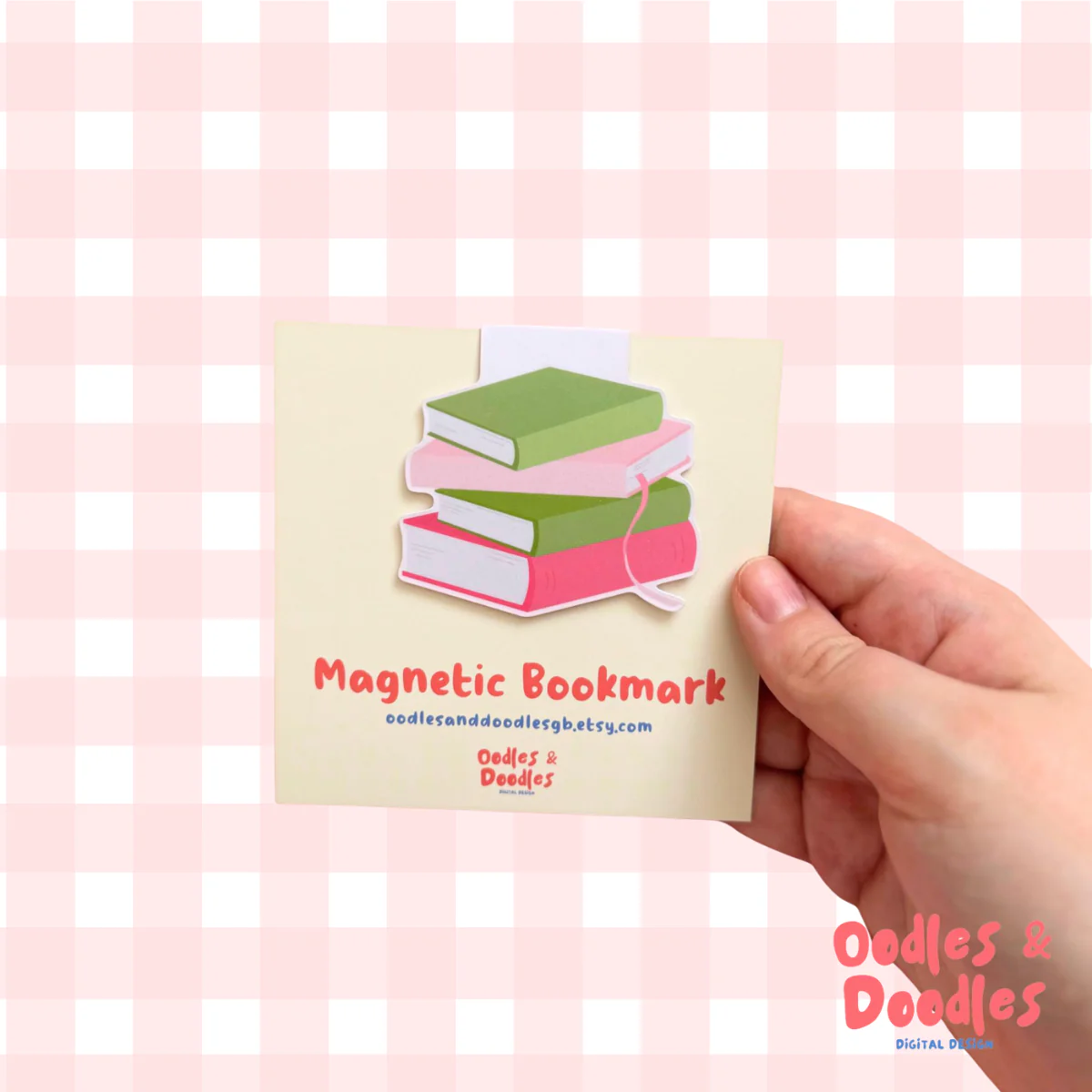 Pink & Green Book Stack Magnetic Bookmark - Image 6