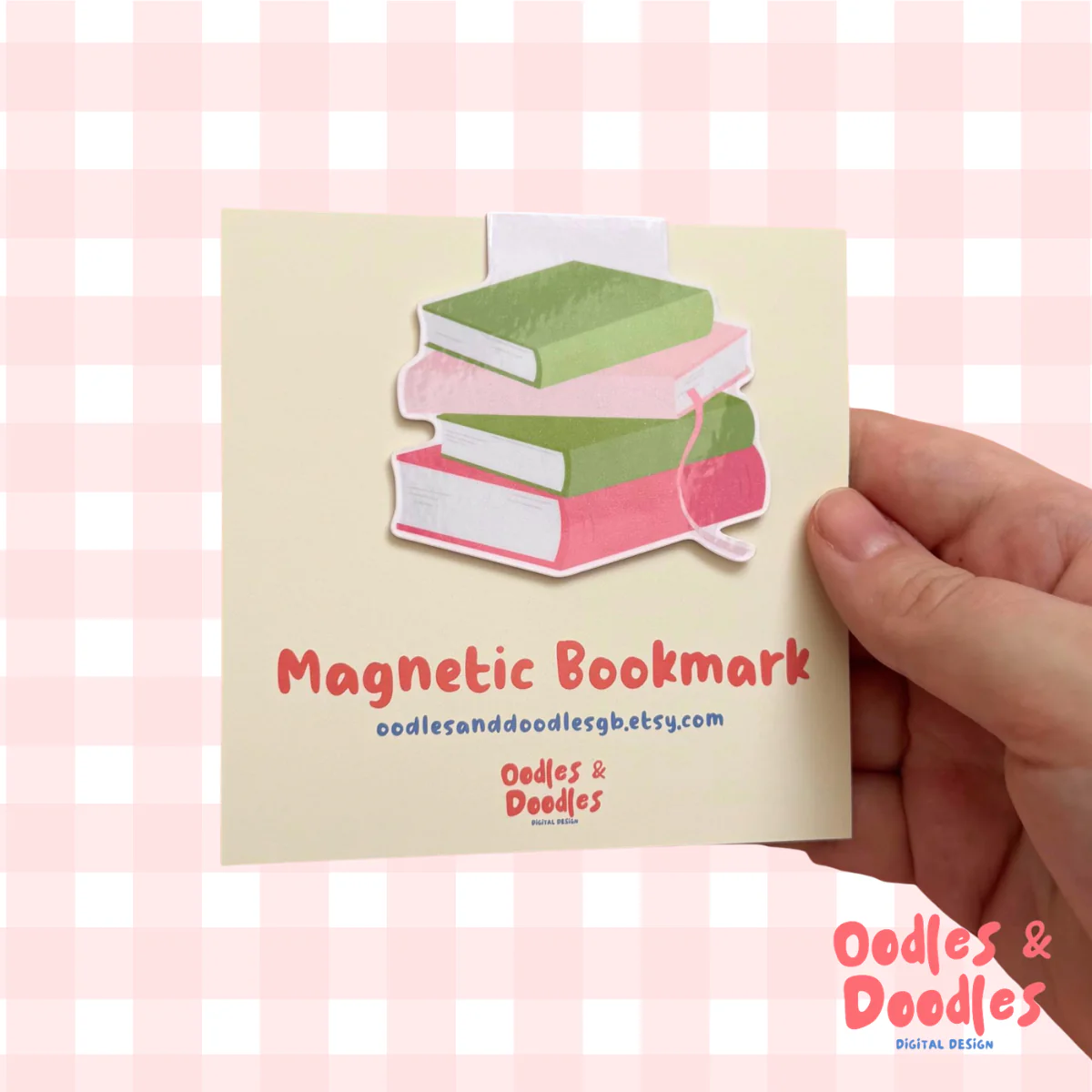Pink & Green Book Stack Magnetic Bookmark - Image 7