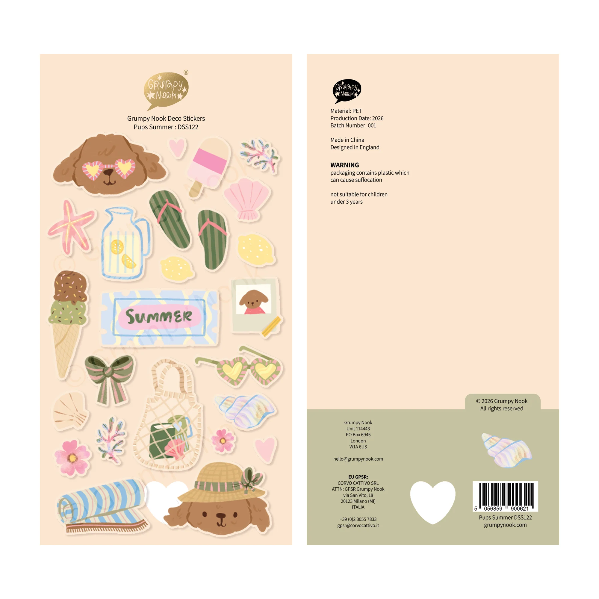 Pups Summer Deco Sticker Sheet