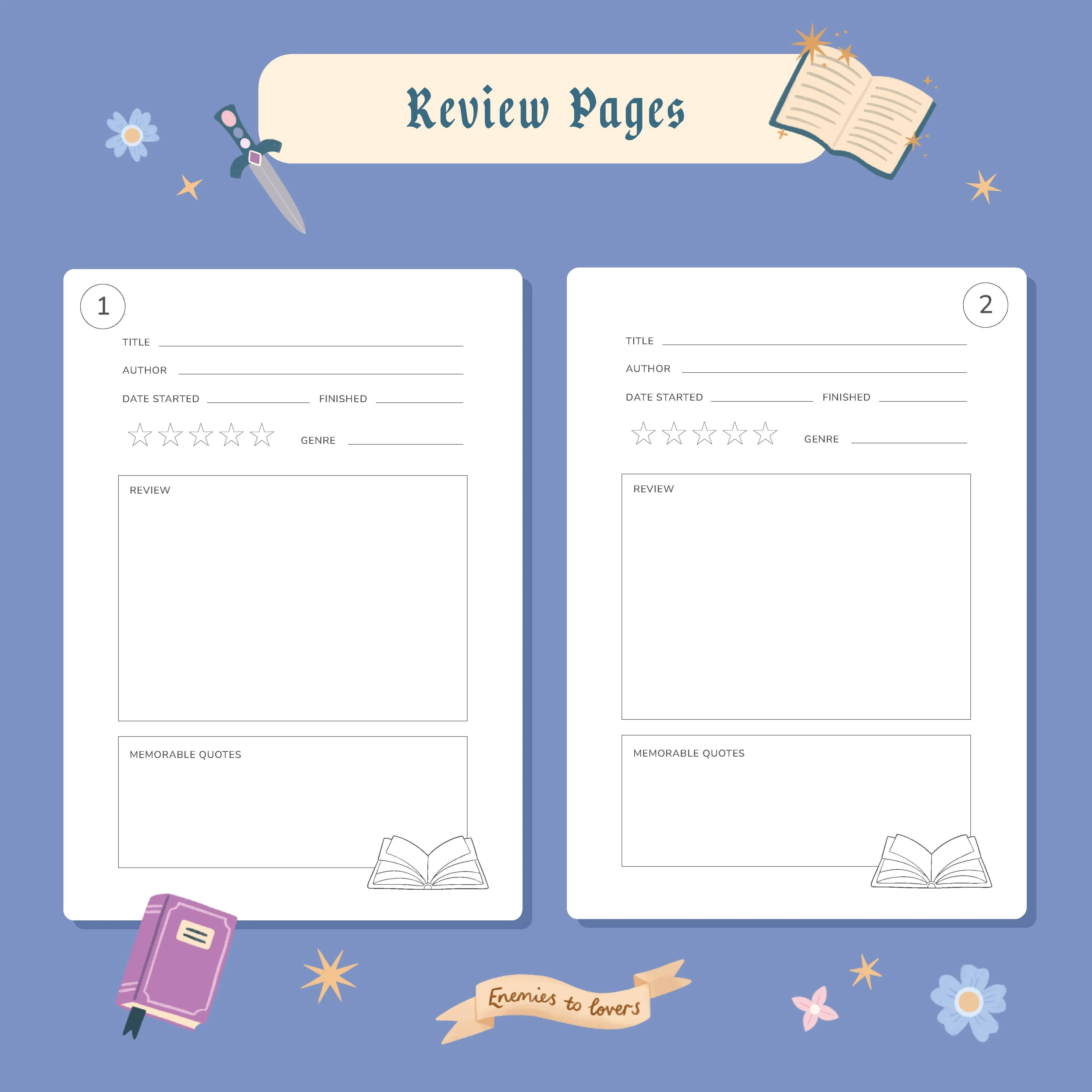 Reading Journal Dragon, Cosy Quest β 50 Book Review Notebook - Image 3