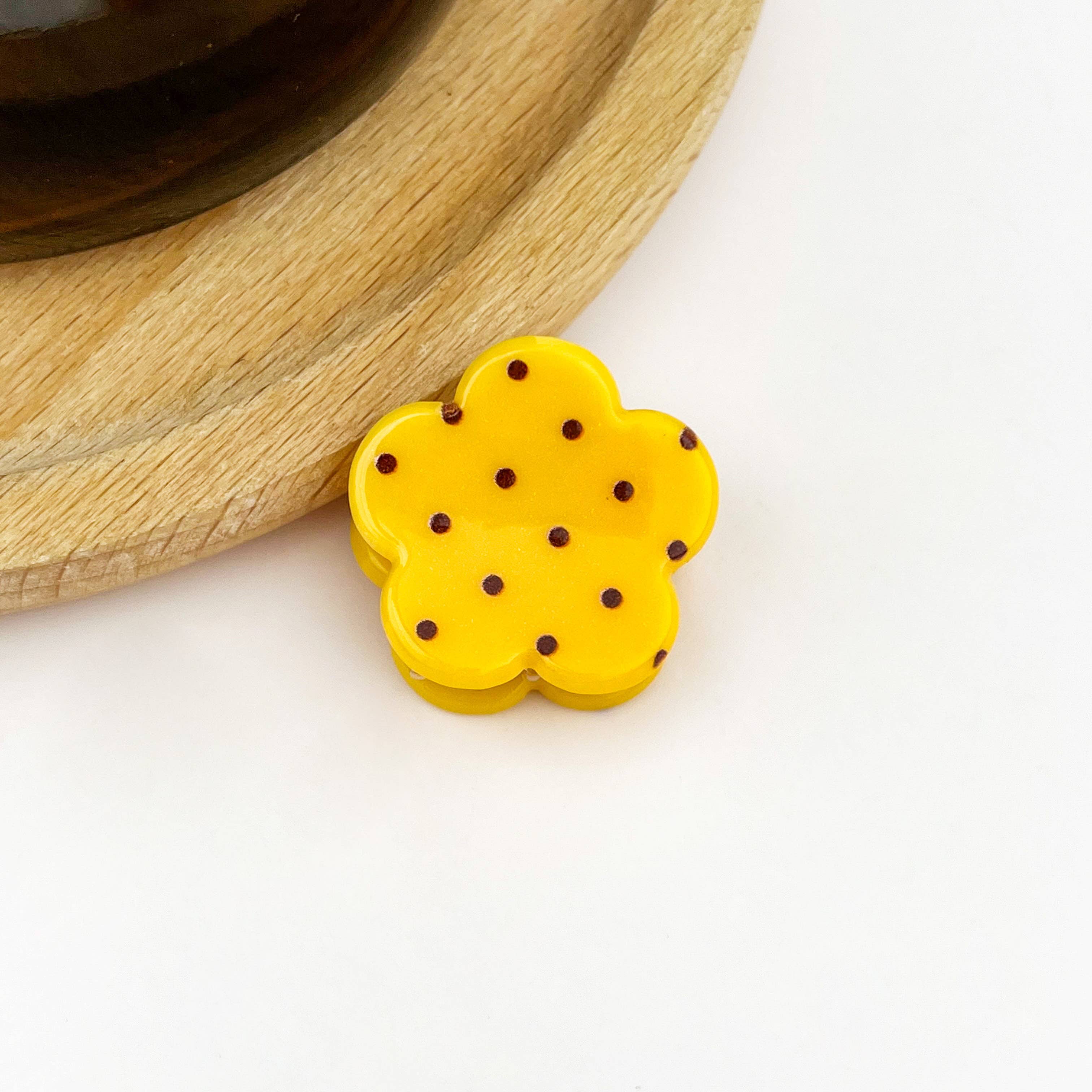 Sweet Polka Dot Flower Mini Hair Claw Clips - Image 2