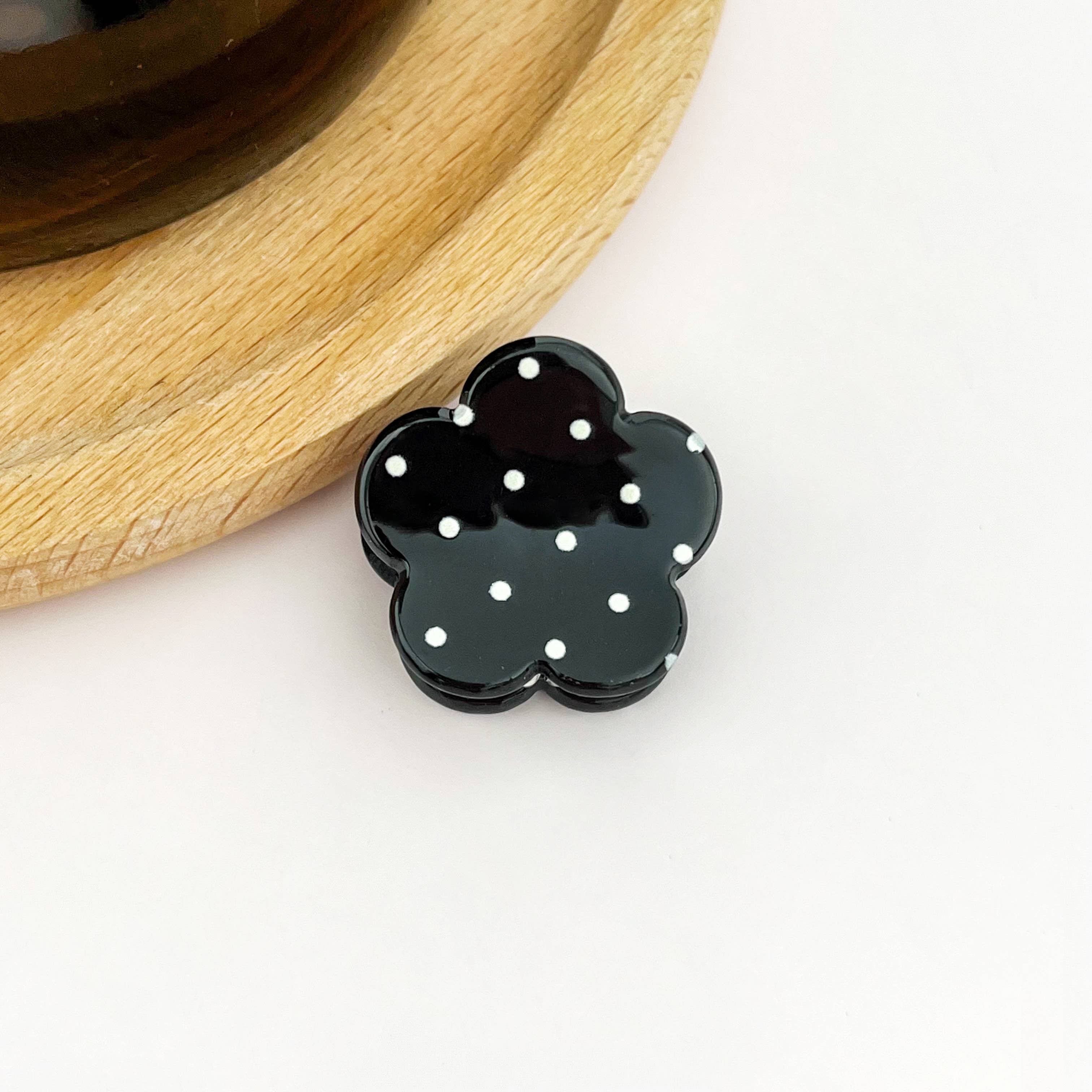 Sweet Polka Dot Flower Mini Hair Claw Clips - Image 4