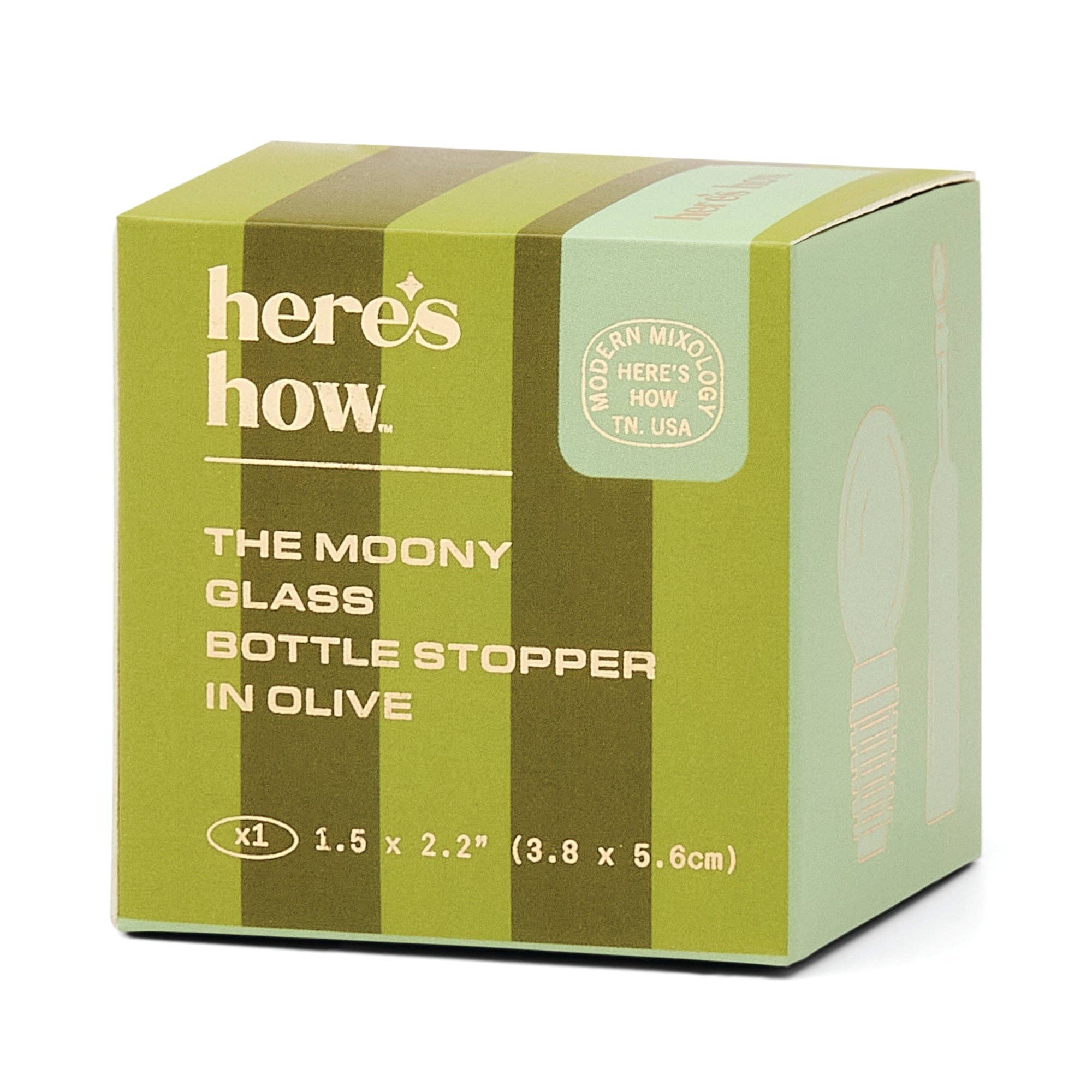The Moony Glass Bottle Stopper - Olive