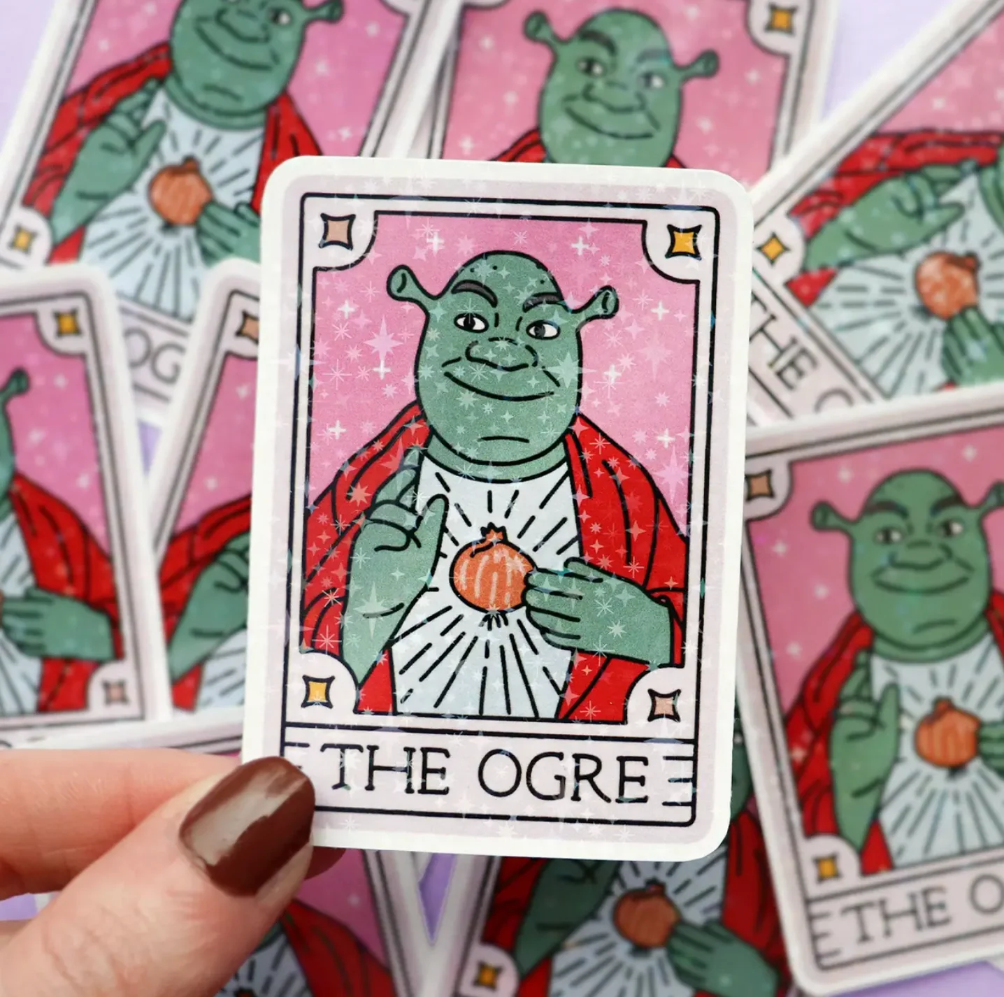 The Ogre (Shrek) Sparkle Glossy Vinyl Tarot Sticker