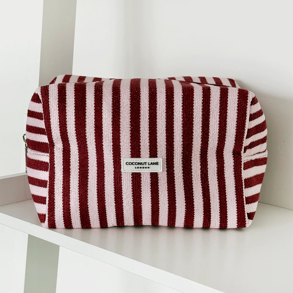 Towel Makeup Bag - Blushberry Scallop Stripes