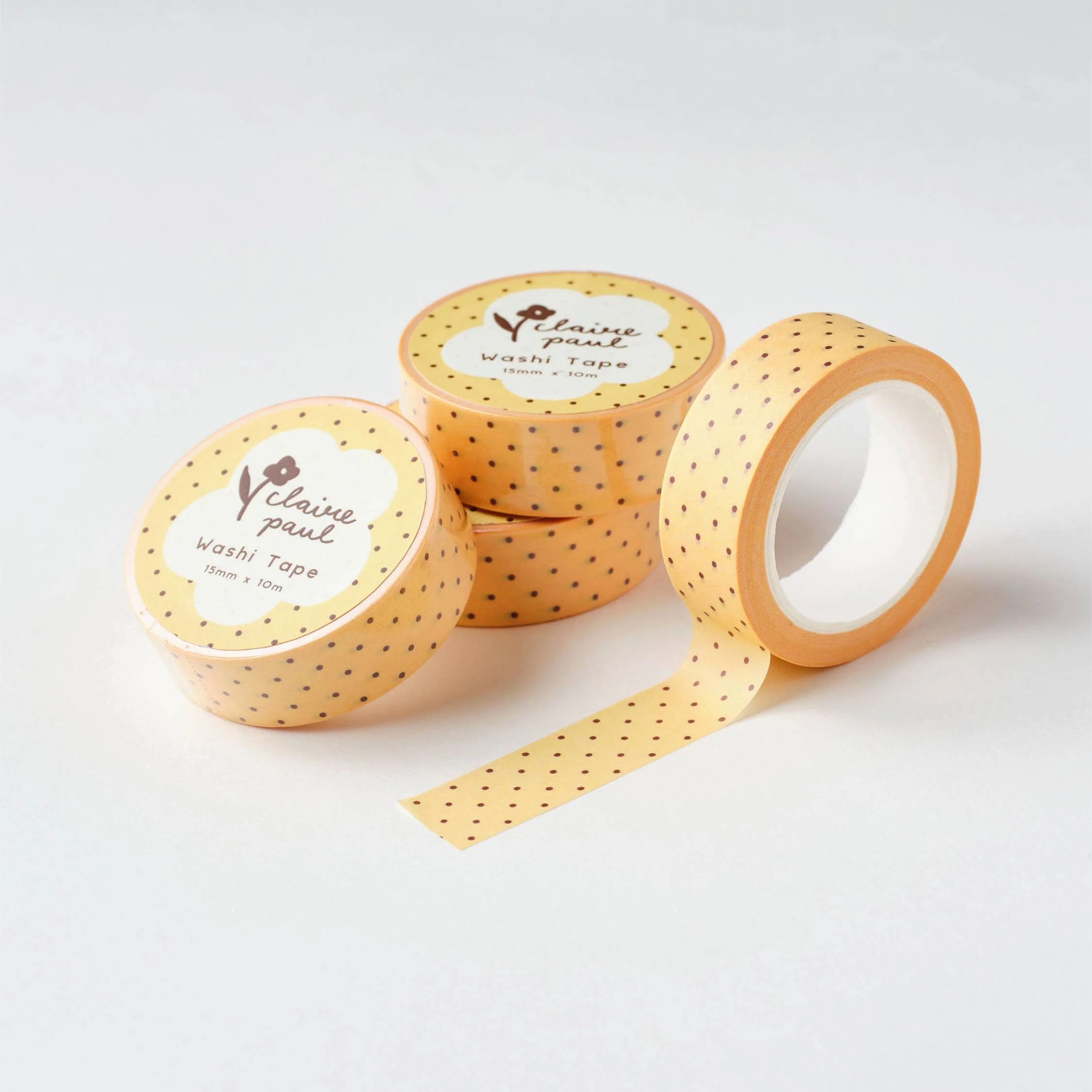 Yellow & Brown Polka Dots Washi Tape - Image 2